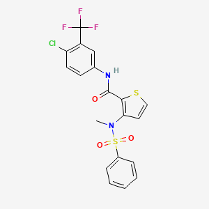 molecular formula C19H14ClF3N2O3S2 B2523818 N-[4-chloro-3-(trifluoromethyl)phenyl]-3-[methyl(phenylsulfonyl)amino]thiophene-2-carboxamide CAS No. 1115871-78-7