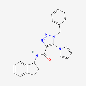 molecular formula C23H21N5O B2523820 1-benzyl-N-(2,3-dihydro-1H-inden-1-yl)-5-(1H-pyrrol-1-yl)-1H-1,2,3-triazole-4-carboxamide CAS No. 1787917-62-7