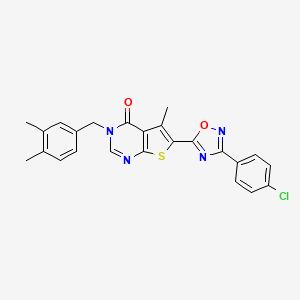 molecular formula C24H19ClN4O2S B2523823 6-[3-(4-chlorophenyl)-1,2,4-oxadiazol-5-yl]-3-(3,4-dimethylbenzyl)-5-methylthieno[2,3-d]pyrimidin-4(3H)-one CAS No. 1326861-96-4