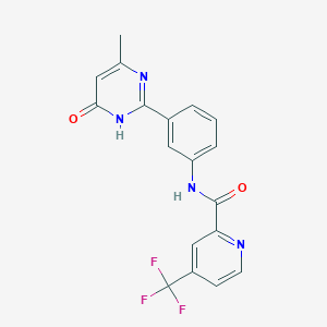 molecular formula C18H13F3N4O2 B2523829 N-[3-(4-methyl-6-oxo-1H-pyrimidin-2-yl)phenyl]-4-(trifluoromethyl)pyridine-2-carboxamide CAS No. 2138093-12-4
