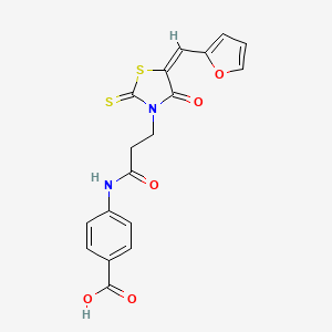 molecular formula C18H14N2O5S2 B2523831 (E)-4-(3-(5-(呋喃-2-基亚甲基)-4-氧代-2-硫代噻唑烷-3-基)丙酰氨基)苯甲酸 CAS No. 682783-66-0