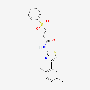 molecular formula C20H20N2O3S2 B2523840 3-(苯磺酰基)-N-[4-(2,5-二甲苯基)-1,3-噻唑-2-基]丙酰胺 CAS No. 868675-93-8