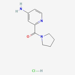 molecular formula C10H14ClN3O B2523850 (4-氨基吡啶-2-基)-吡咯烷-1-基甲酮；盐酸盐 CAS No. 2378501-85-8