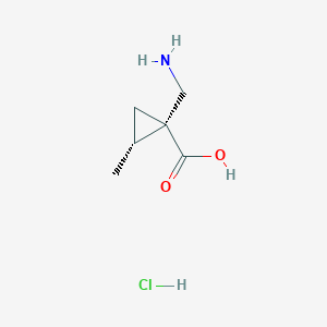 molecular formula C6H12ClNO2 B2523854 (1R,2R)-1-(Aminomethyl)-2-methylcyclopropane-1-carboxylic acid;hydrochloride CAS No. 2253640-78-5