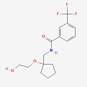 molecular formula C16H20F3NO3 B2523858 N-((1-(2-hydroxyethoxy)cyclopentyl)methyl)-3-(trifluoromethyl)benzamide CAS No. 2189497-87-6
