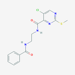 molecular formula C15H15ClN4O2S B2523861 N-(2-{[5-chloro-2-(methylsulfanyl)pyrimidin-4-yl]formamido}ethyl)benzamide CAS No. 1223402-44-5