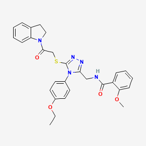 molecular formula C29H29N5O4S B2523867 N-((4-(4-ethoxyphenyl)-5-((2-(indolin-1-yl)-2-oxoethyl)thio)-4H-1,2,4-triazol-3-yl)methyl)-2-methoxybenzamide CAS No. 309968-18-1