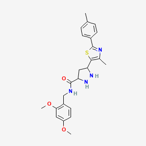 N-[(2,4-dimethoxyphenyl)methyl]-5-[4-methyl-2-(4-methylphenyl)-1,3-thiazol-5-yl]pyrazolidine-3-carboxamide