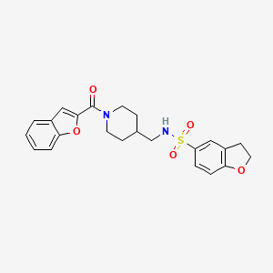 molecular formula C23H24N2O5S B2523878 N-((1-(benzofuran-2-carbonyl)piperidin-4-yl)methyl)-2,3-dihydrobenzofuran-5-sulfonamide CAS No. 1448034-05-6