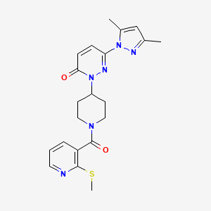 molecular formula C21H24N6O2S B2523879 6-(3,5-Dimethylpyrazol-1-yl)-2-[1-(2-methylsulfanylpyridine-3-carbonyl)piperidin-4-yl]pyridazin-3-one CAS No. 2380008-65-9