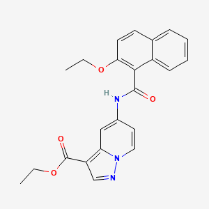 molecular formula C23H21N3O4 B2523880 Ethyl 5-(2-ethoxy-1-naphthamido)pyrazolo[1,5-a]pyridine-3-carboxylate CAS No. 1396710-94-3
