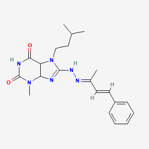molecular formula C21H26N6O2 B2523884 3-methyl-7-(3-methylbutyl)-8-[(2E)-2-[(3E)-4-phenylbut-3-en-2-ylidene]hydrazin-1-yl]-2,3,6,7-tetrahydro-1H-purine-2,6-dione CAS No. 329702-88-7