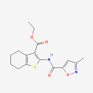 molecular formula C16H18N2O4S B2523885 Ethyl 2-(3-methylisoxazole-5-carboxamido)-4,5,6,7-tetrahydrobenzo[b]thiophene-3-carboxylate CAS No. 899525-00-9