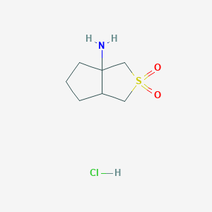 molecular formula C7H14ClNO2S B2523889 2,2-Dioxo-1,3,4,5,6,6a-hexahydrocyclopenta[c]thiophen-3a-amine;hydrochloride CAS No. 2418731-72-1