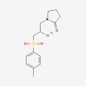 molecular formula C14H19NO4S B2523890 1-{2-Hydroxy-3-[(4-methylphenyl)sulfonyl]propyl}-2-pyrrolidinone CAS No. 285986-61-0