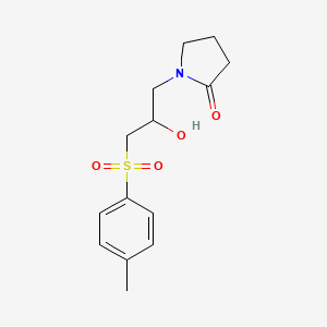 molecular formula C14H19NO4S B2523890 1-{2-Hydroxy-3-[(4-methylphenyl)sulfonyl]propyl}-2-Pyrrolidinon CAS No. 285986-61-0