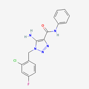 molecular formula C16H13ClFN5O B2523894 5-amino-1-(2-chloro-4-fluorobenzyl)-N-phenyl-1H-1,2,3-triazole-4-carboxamide CAS No. 902556-90-5