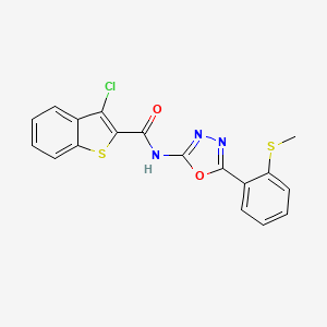 molecular formula C18H12ClN3O2S2 B2523899 3-chloro-N-(5-(2-(methylthio)phenyl)-1,3,4-oxadiazol-2-yl)benzo[b]thiophene-2-carboxamide CAS No. 898443-94-2