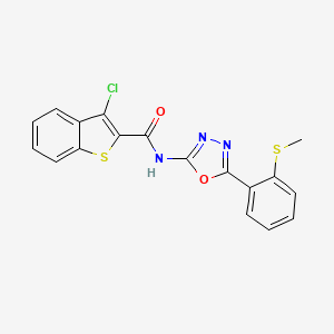 molecular formula C18H12ClN3O2S2 B2523899 3-Chlor-N-(5-(2-(Methylthio)phenyl)-1,3,4-oxadiazol-2-yl)benzo[b]thiophen-2-carboxamid CAS No. 898443-94-2