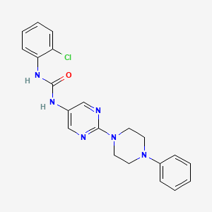 molecular formula C21H21ClN6O B2523916 1-(2-Chlorophenyl)-3-[2-(4-phenylpiperazin-1-yl)pyrimidin-5-yl]urea CAS No. 1396889-45-4