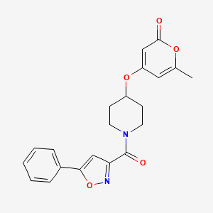 molecular formula C21H20N2O5 B2523932 6-甲基-4-((1-(5-苯基异恶唑-3-羰基)哌啶-4-基)氧基)-2H-吡喃-2-酮 CAS No. 1795087-30-7
