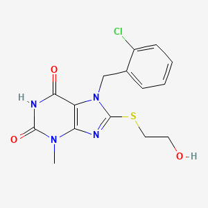 7-[(2-Chlorophenyl)methyl]-8-(2-hydroxyethylsulfanyl)-3-methylpurine-2,6-dione