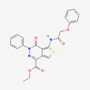 molecular formula C23H19N3O5S B2523943 Ethyl 4-oxo-5-(2-phenoxyacetamido)-3-phenyl-3,4-dihydrothieno[3,4-d]pyridazine-1-carboxylate CAS No. 851947-48-3