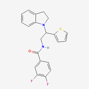 molecular formula C21H18F2N2OS B2523944 3,4-difluoro-N-(2-(indolin-1-yl)-2-(thiophen-2-yl)ethyl)benzamide CAS No. 898433-46-0