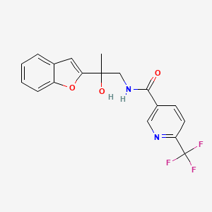 molecular formula C18H15F3N2O3 B2523969 N-(2-(benzofuran-2-yl)-2-hydroxypropyl)-6-(trifluoromethyl)nicotinamide CAS No. 2034277-86-4