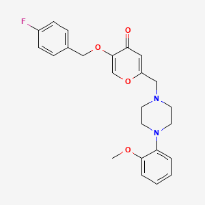 molecular formula C24H25FN2O4 B2523971 5-[(4-氟苯基)甲氧基]-2-[[4-(2-甲氧基苯基)哌嗪-1-基]甲基]吡喃-4-酮 CAS No. 898465-45-7