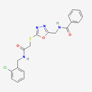 molecular formula C19H17ClN4O3S B2523974 N-((5-((2-((2-クロロベンジル)アミノ)-2-オキソエチル)チオ)-1,3,4-オキサジアゾール-2-イル)メチル)ベンゾアミド CAS No. 903345-37-9