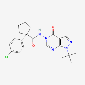 molecular formula C21H24ClN5O2 B2523979 N-(1-(tert-butyl)-4-oxo-1H-pyrazolo[3,4-d]pyrimidin-5(4H)-yl)-1-(4-chlorophenyl)cyclopentanecarboxamide CAS No. 899945-68-7