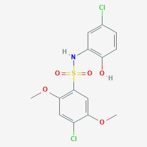 molecular formula C14H13Cl2NO5S B2523980 4-氯-N-(5-氯-2-羟苯基)-2,5-二甲氧基苯-1-磺酰胺 CAS No. 1171464-44-0