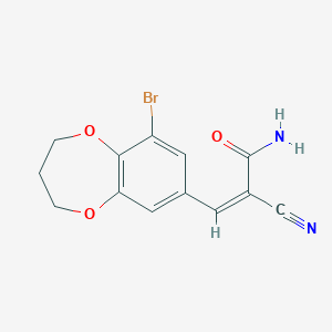 molecular formula C13H11BrN2O3 B2523988 (Z)-3-(6-溴-3,4-二氢-2H-1,5-苯并二氧杂环庚-8-基)-2-氰丙-2-烯酰胺 CAS No. 1798419-89-2