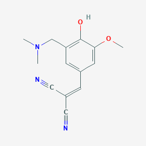 molecular formula C14H15N3O2 B2523995 2-({3-[(Dimethylamino)methyl]-4-hydroxy-5-methoxyphenyl}methylene)malononitrile CAS No. 860612-44-8