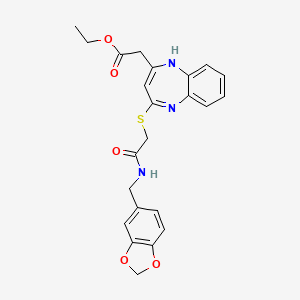 ethyl [4-({2-[(1,3-benzodioxol-5-ylmethyl)amino]-2-oxoethyl}thio)-1H-1,5-benzodiazepin-2-yl]acetate