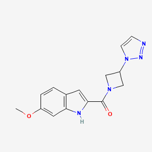 molecular formula C15H15N5O2 B2524008 (3-(1H-1,2,3-triazol-1-yl)azetidin-1-yl)(6-methoxy-1H-indol-2-yl)methanone CAS No. 2034380-20-4