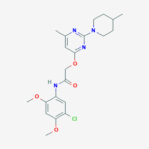 molecular formula C21H27ClN4O4 B2524010 N-(5-chloro-2,4-dimethoxyphenyl)-2-((6-methyl-2-(4-methylpiperidin-1-yl)pyrimidin-4-yl)oxy)acetamide CAS No. 1029724-20-6