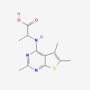 molecular formula C12H15N3O2S B2524016 2-(2,5,6-三甲基噻吩并[2,3-d]嘧啶-4-氨基)-丙酸 CAS No. 1008211-84-4