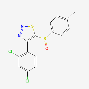 molecular formula C15H10Cl2N2OS2 B2524023 4-(2,4-Dichlorophenyl)-1,2,3-thiadiazol-5-yl 4-methylphenyl sulfoxide CAS No. 338409-79-3