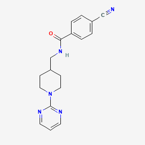 molecular formula C18H19N5O B2524042 4-氰基-N-((1-(嘧啶-2-基)哌啶-4-基)甲基)苯甲酰胺 CAS No. 1235022-88-4