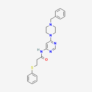 molecular formula C24H27N5OS B2524050 N-(6-(4-苄基哌嗪-1-基)嘧啶-4-基)-3-(苯硫基)丙酰胺 CAS No. 1421584-24-8