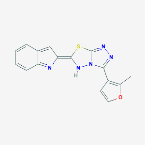 molecular formula C16H11N5OS B252406 (6E)-6-indol-2-ylidene-3-(2-methylfuran-3-yl)-5H-[1,2,4]triazolo[3,4-b][1,3,4]thiadiazole 