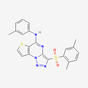 molecular formula C22H19N5O2S2 B2524062 3-((2,5-dimethylphenyl)sulfonyl)-N-(m-tolyl)thieno[2,3-e][1,2,3]triazolo[1,5-a]pyrimidin-5-amine CAS No. 892746-80-4