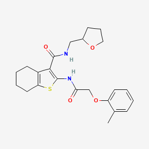molecular formula C23H28N2O4S B2524064 2-{[(2-methylphenoxy)acetyl]amino}-N-(tetrahydrofuran-2-ylmethyl)-4,5,6,7-tetrahydro-1-benzothiophene-3-carboxamide CAS No. 381195-16-0