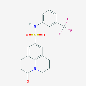molecular formula C19H17F3N2O3S B2524066 3-oxo-N-(3-(trifluoromethyl)phenyl)-1,2,3,5,6,7-hexahydropyrido[3,2,1-ij]quinoline-9-sulfonamide CAS No. 898438-77-2