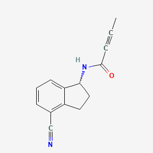 molecular formula C14H12N2O B2524073 N-[(1R)-4-Cyano-2,3-dihydro-1H-inden-1-yl]but-2-ynamide CAS No. 2411177-66-5