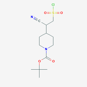 molecular formula C13H21ClN2O4S B2524074 Tert-butyl 4-[2-(chlorosulfonyl)-1-cyanoethyl]piperidine-1-carboxylate CAS No. 2171802-20-1