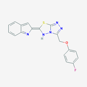 molecular formula C18H12FN5OS B252409 (6E)-3-[(4-fluorophenoxy)methyl]-6-indol-2-ylidene-5H-[1,2,4]triazolo[3,4-b][1,3,4]thiadiazole 