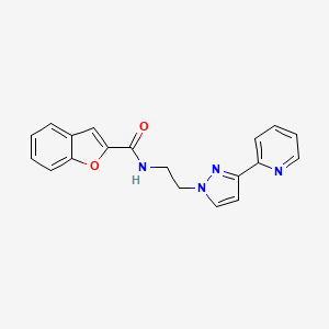 molecular formula C19H16N4O2 B2524098 N-(2-(3-(吡啶-2-基)-1H-吡唑-1-基)乙基)苯并呋喃-2-甲酰胺 CAS No. 1448135-43-0